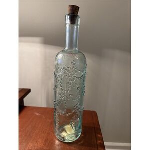 Vtg Vetreria Etruscan Light Blue Bottle with cork Made‎ in Italy